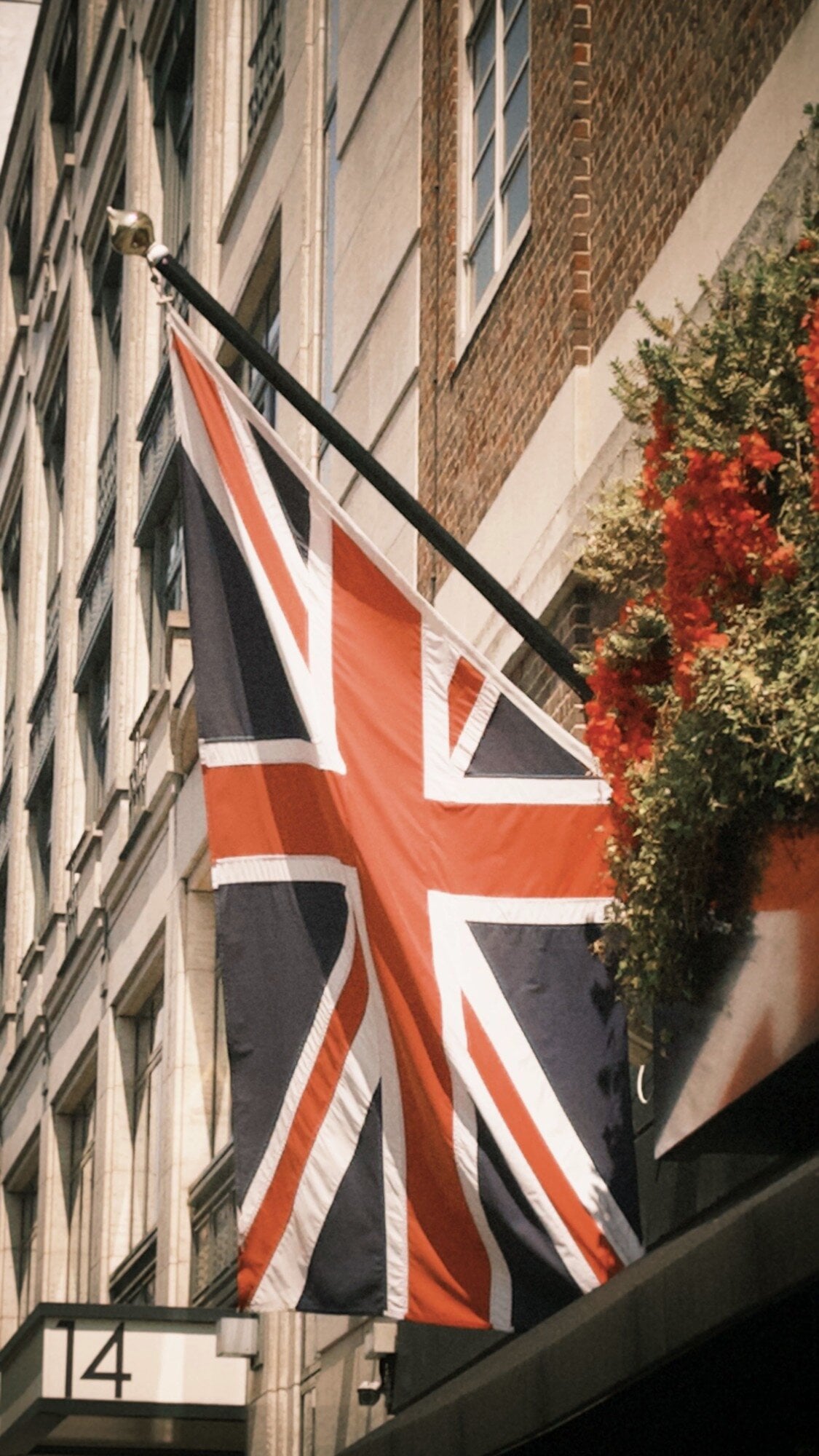 The Union Jack flying from a London building
